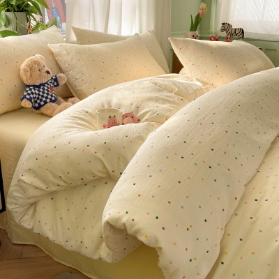 A类母婴级ins双层纱四件套小碎花超软床单被套床笠学生宿舍三件套