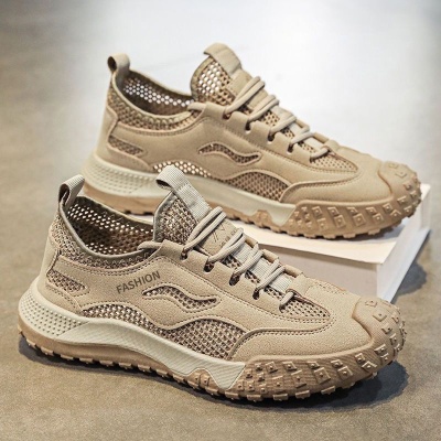 跨境男鞋户外休闲运动鞋网面透气轻便户外登山鞋男士劳保工作鞋