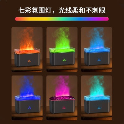 新款七彩盐灯香薰机喜马拉雅水晶岩石氛围灯火焰精油扩香味加湿器