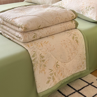 小清新夏被a类面料ins风双层纱水洗棉夏凉被床上用品泡泡棉空调被