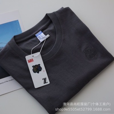 批发新款虎头刺绣男女同款短袖T恤夏季衣服宽松休闲半袖男装上衣t