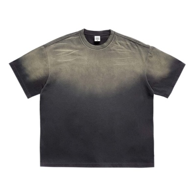 BK男装夏季250G虎纹喷染宽松短袖男美式高街做旧洗水短袖短裤套装