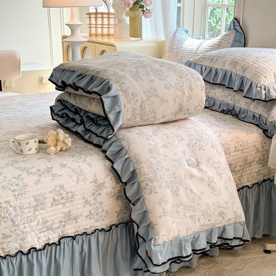 a类韩版提花夹棉床盖夏被四件套可机洗空调被夏季双人薄被子4