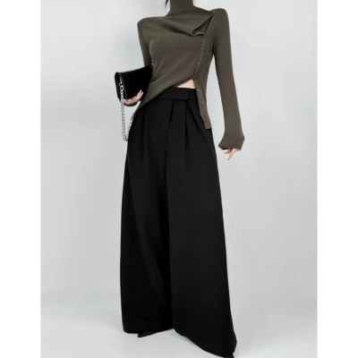 25213-46  主理人/ 魔术贴8825高腰压褶阔腿西装裤