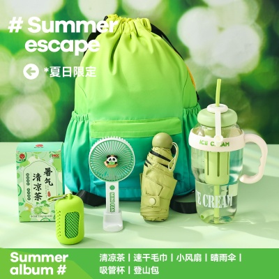 夏季商务活动礼品套装清凉礼包防暑降温大礼包户外露营双肩运动包