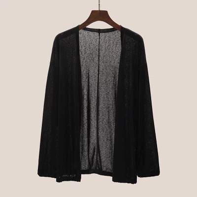 莱赛尔天丝针织开衫空调衫春秋罩衫冰丝凉感外搭披肩中长款女上衣