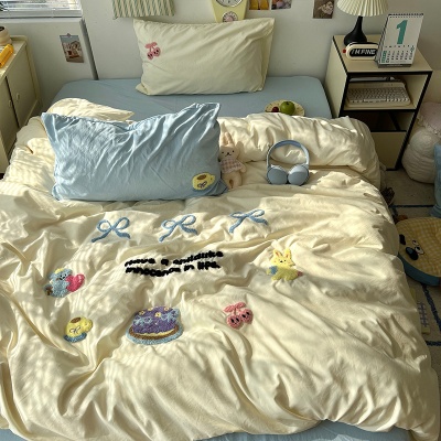 A类母婴级床上用品四件套纯棉水洗棉床单被套床笠学生宿舍三件套