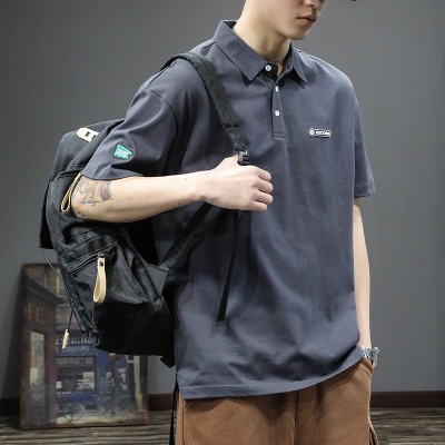 重磅白色g外贸短袖POLO衫男夏季宽松青年保罗美式设计感T跨境黑色