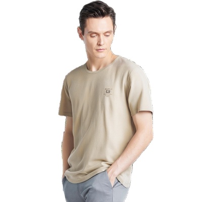 男式男装T恤夏季吸湿透气棉麻超薄圆领短袖中老年男装爸爸装