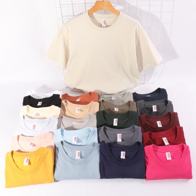 男装230克纯棉针织短袖夏季潮牌落肩打底衫白t恤男情侣装体恤衣服