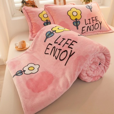 婷米娜毛毯加厚毯子盖毯卡通床单牛奶绒毯办公室午睡加绒舒柔绒毯