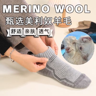 成人加厚毛巾底徒步登山袜子吸汗透气运动袜防臭无骨美利奴羊毛袜