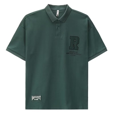 日系polo衫短袖翻领T恤男设计感小众宽松高级感痞帅工装衬衫体恤