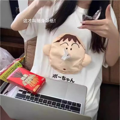 男女同款【随身抽纸】短袖阿呆抽纸短袖T恤好玩有趣创新T恤潮流