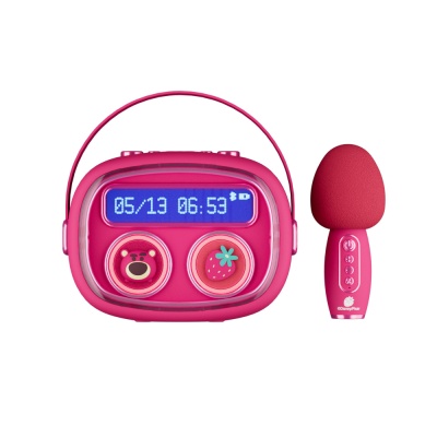 迪士尼热销新款歌词显示蓝牙音箱时钟闹钟无线麦克风K歌智能音响