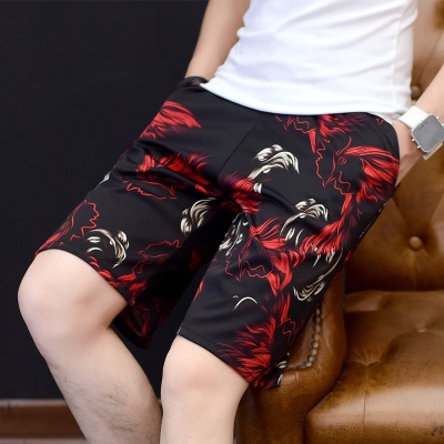 外贸男装夏季松紧花色五分休闲短裤潮青少年韩版修身男士印花短裤