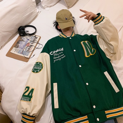 潮牌棒球服男春秋季2023新款休闲百搭拼接撞色帅气男装夹克上衣服