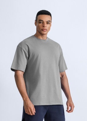 优质重磅全棉oversized男士T恤潮牌纯棉宽松落肩短袖男装T恤