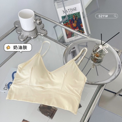 夏季新款冰丝美背批发固定一体杯抹胸式内衣外穿打底小胸薄款裹胸