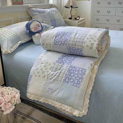 夏新款水洗棉镂空花边夏被四件套床单床笠款床上用品空调被薄被芯