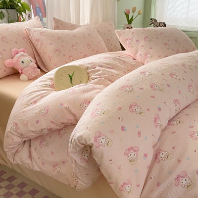 A类母婴级ins双层纱四件套小碎花超软床单被套床笠学生宿舍三件套