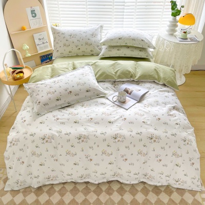小清新全棉四件套宿舍纯棉三件套碎花棉被套床单床上用品批发团购