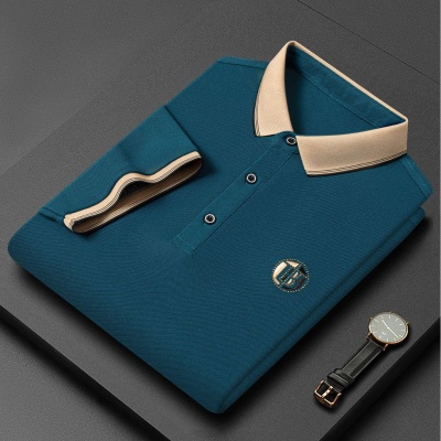 跨境外贸男装薄款短袖Polo衫男式夏季翻领宽松冰丝男士半袖T恤衫