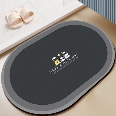 爆款浴室地垫硅藻泥强吸水速干脚垫淋浴间门口防滑门垫卡通风地毯