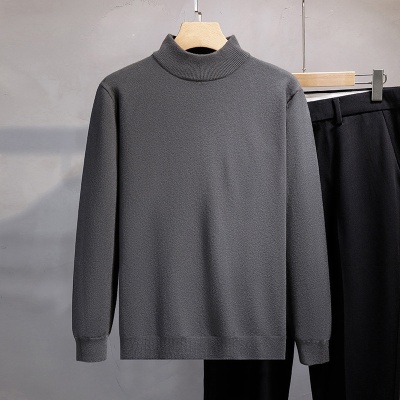 新款2024秋季通勤男毛衫套头长袖时尚都市半高领男式针织衫
