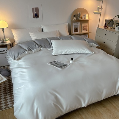 冰丝四件套学生宿舍床单夏季床笠轻奢简约被套高档床品2m被罩代发