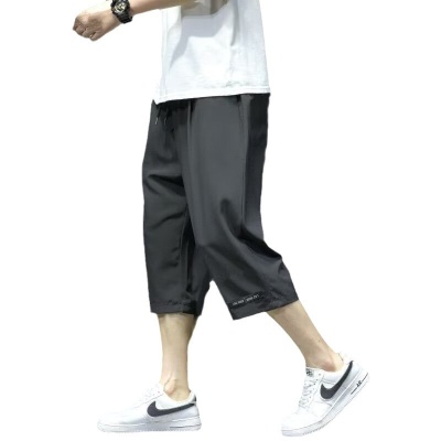 2024新款冰丝短裤男男士季薄款休闲运动外穿宽松速干过膝七分裤男