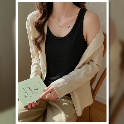 高品质百搭宽松慵懒风打底可外穿小吊带背心女式内搭遮肉无袖上衣