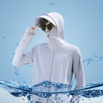 防晒衣男士透气冰丝防紫外线2024新款夏季薄款钓鱼男装连帽服外套