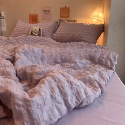 ins夏季温柔紫小泡芙夏被四件套凉感舒适夏凉被空调被宿舍三件套