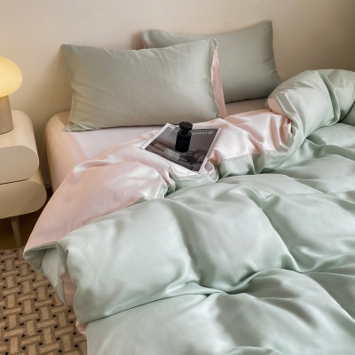 2025夏季纯色冰丝四件套a类凉感床单被套宿舍三件套南通床上用品4