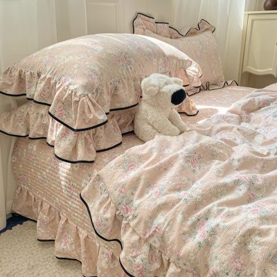 new韩版花边ins夏凉被四件套空调被薄四季通用可机洗不起球