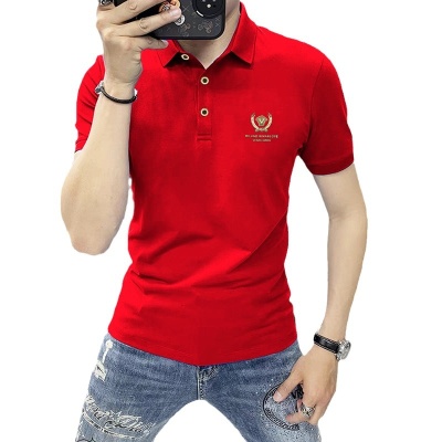 夏季新款男士休闲短袖t恤翻领polo衫潮流男装透气半截袖商务上衣