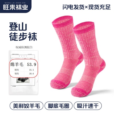 美利奴羊毛袜加厚保暖中筒袜防滑防臭毛圈袜子户外运动登山滑雪袜